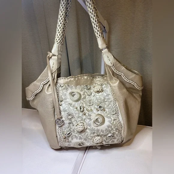 Brighton Cream Floral Embroidered Shoulder Bag - Picture 1 of 14